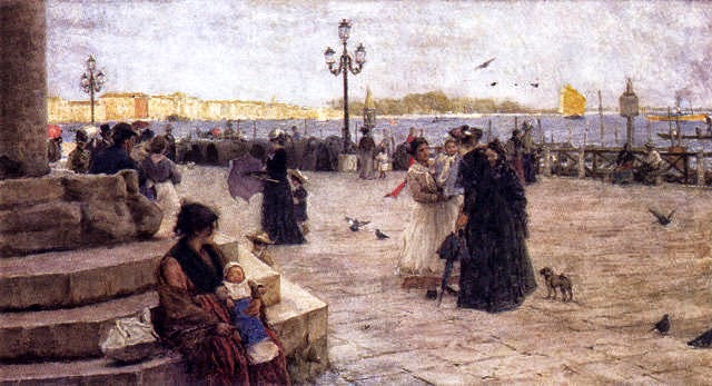 In front of the Doge's Palace, 1892 - Alessandro Zezzos
