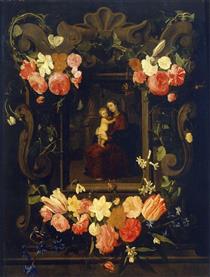 The Virgin and Child in a Garland of Flowers - Daniel Seghers