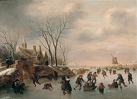Winter landscape with skaters - Klaes Molenaer