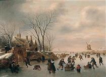 Winter landscape with skaters - Klaes Molenaer