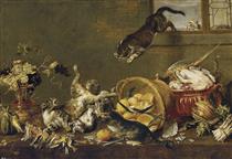 Cats fighting in a larder - Paul de Vos
