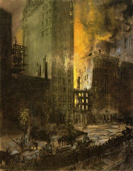 Fire on Twenty-Fourth Street, 1907 - Еверет Шинн