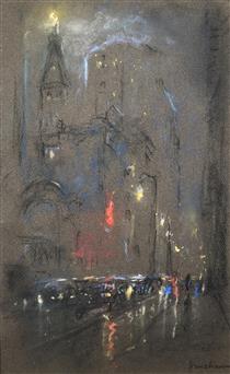 23rd Street At Night, New York City - Glenn Cooper Henshaw