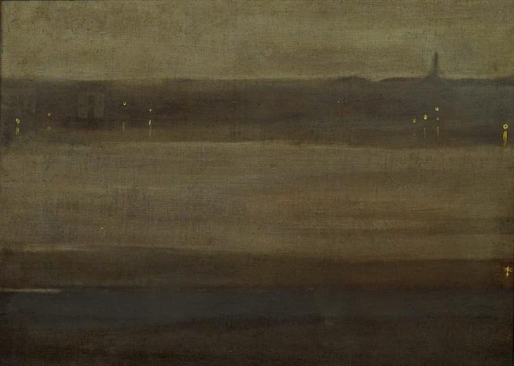 Nocturne: Grey and Silver, the Thames, c.1872 - 1874 - 惠斯勒