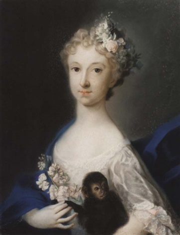 Portrait of a Lady with a Monkey, c.1721 - Розальба Каррьера