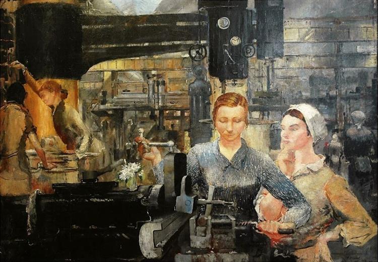 Работницы на заводе, 1934 - Юрий Пименов