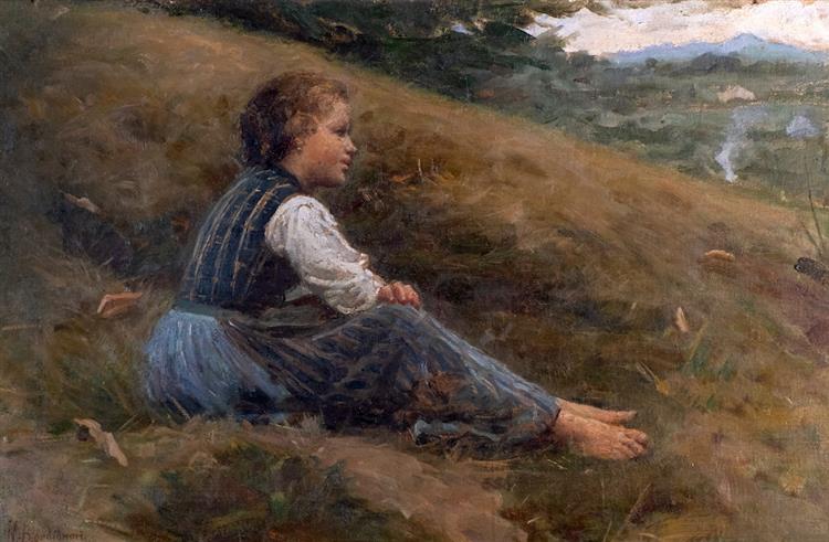 Alone in the fields, c.1900 - Noè Bordignon