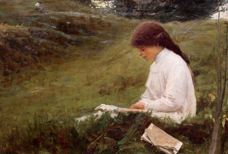 Girl reading, 1900 - Noè Bordignon