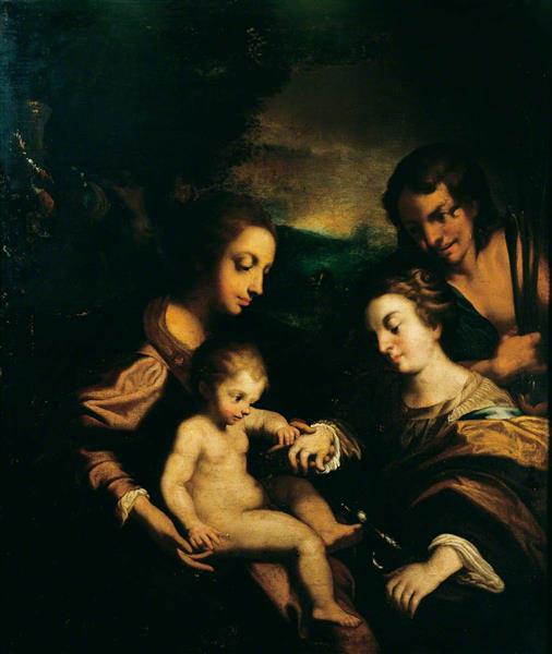 The Mystic Marriage of Saint Catherine with Saint Sebastian - Антоніо да Корреджо