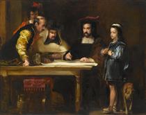 Christopher Columbus in the Convent of La R bida Explaining His Intended Voyage - David Wilkie