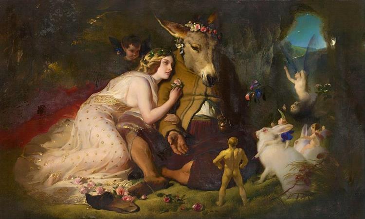 Scene From A Midsummer Night's Dream, Titania and Bottom, 1848 - Эдвин Генри Ландсир