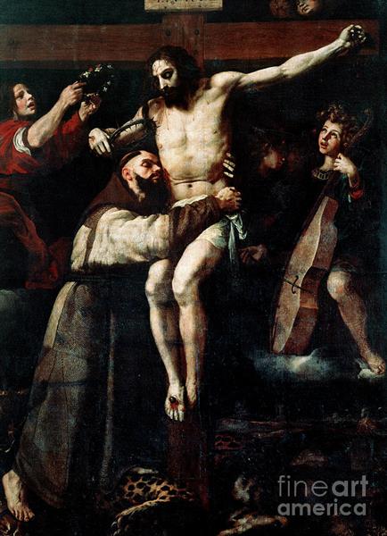 Saint Francis of Assisi Embracing the Crucified Christ - Francesco Ribalta