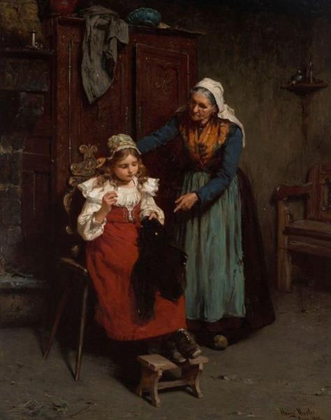 The sewing lesson, 1881 - Henry Mosler