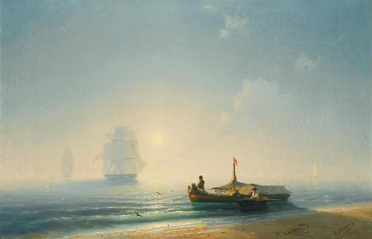 Fishermen at Dawn Naples - Iwan Konstantinowitsch Aiwasowski