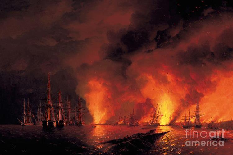 Битва під Сінопом 18 листопада 1853 р. Ніч після битви - Іван Айвазовський