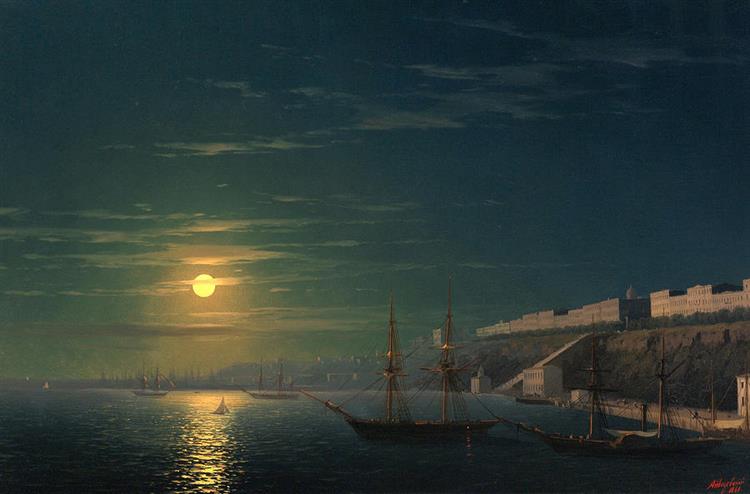 View of Odessa on a Moonlit Night - Iwan Konstantinowitsch Aiwasowski