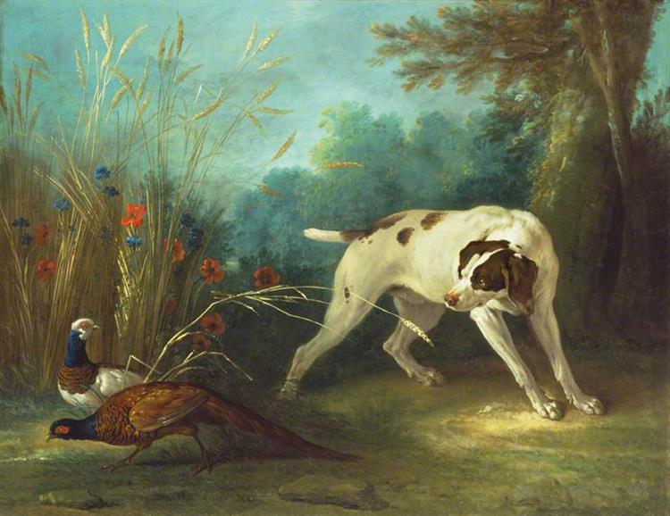 Dog Pointing Pheasants - Jean-Baptiste Oudry