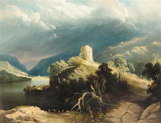 View of dolbadern castle, north wales - John Martin