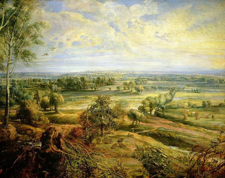 An Autumn Landscape with a view of Het Steen in the Early Morning - Питер Пауль Рубенс