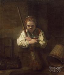 A Girl with a Broom - Rembrandt