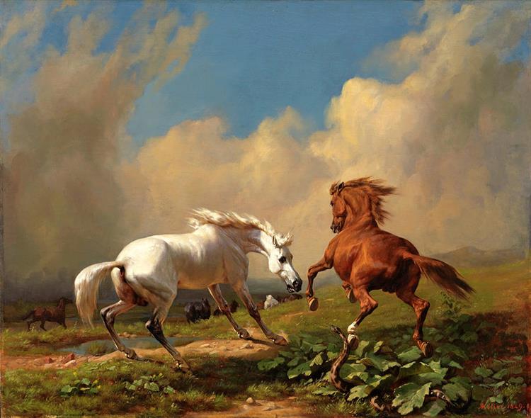 Frightened Horses Before a Storm, 1849 - Rudolf Koller