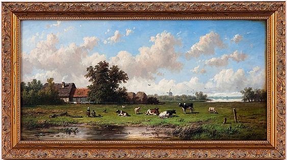 Cows in the Dutch countryside - Anthonie Jacobus van Wijngaerdt