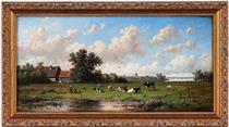 Cows in the Dutch countryside - Anthonie Jacobus van Wijngaerdt