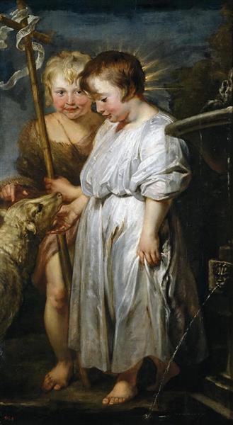Jesus with the Infant Saint John and a Lamb - Antoon van Dyck