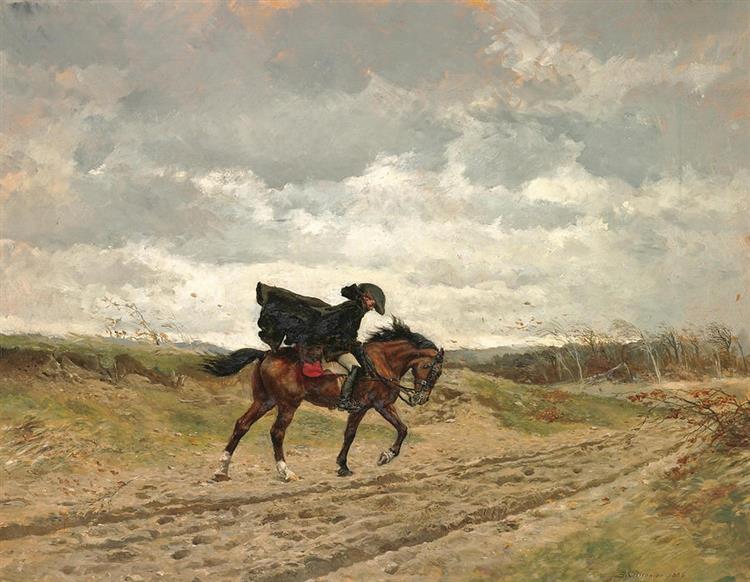 Marshal Ney on Horseback Fighting the Wind - Ernest Meissonier