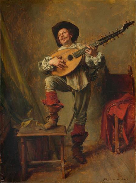 Soldier Playing the Theorbo - Jean-Louis-Ernest Meissonier