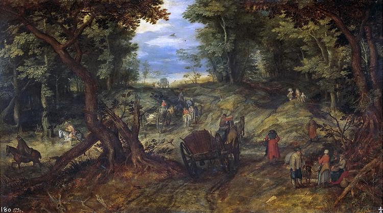 Forest Road with Travelers - Jan Brueghel, o Velho
