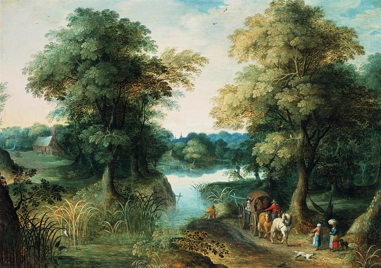 River Landscape - Jan Brueghel, o Velho