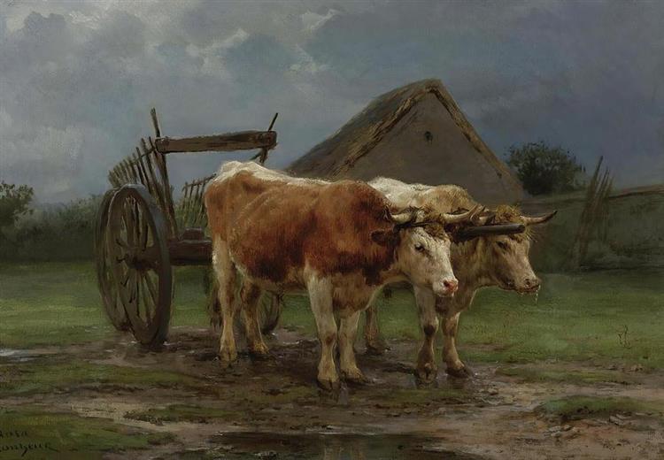 Oxen Pulling a Cart - Роза Бонер