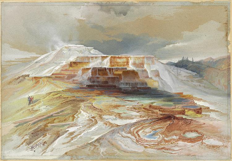 Hot Springs of Gardiners River Yellowstone - Томас Моран