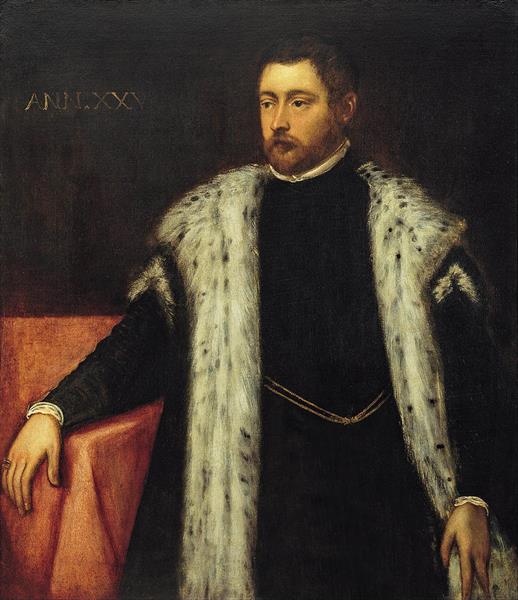 Twenty Five Year Old Youth with Fur Lined Coat - Tintoretto