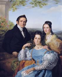 Théodore Joseph Jonet and his two daughters - François-Joseph Navez