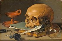 Still Life. Skull and Writing Quill - Pieter Claesz.