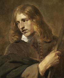 A Young Man Holding a Staff - Pieter Soutman