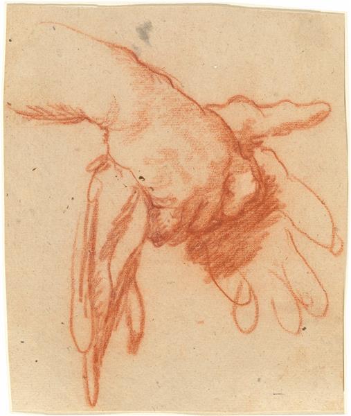 A Hand Holding Empty Gloves - Bernardo Strozzi