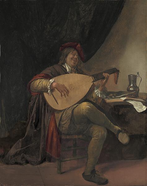 Self-portrait with a lute, c.1663 - c.1665 - Ян Стен