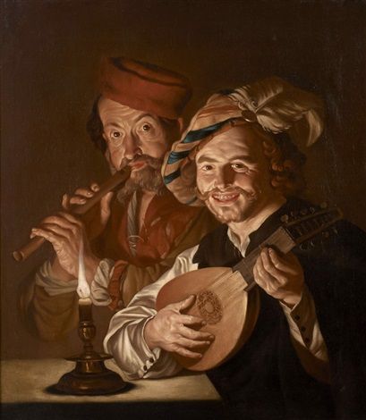The Lutenist and Flutist, c.1640 - Маттиас Стом