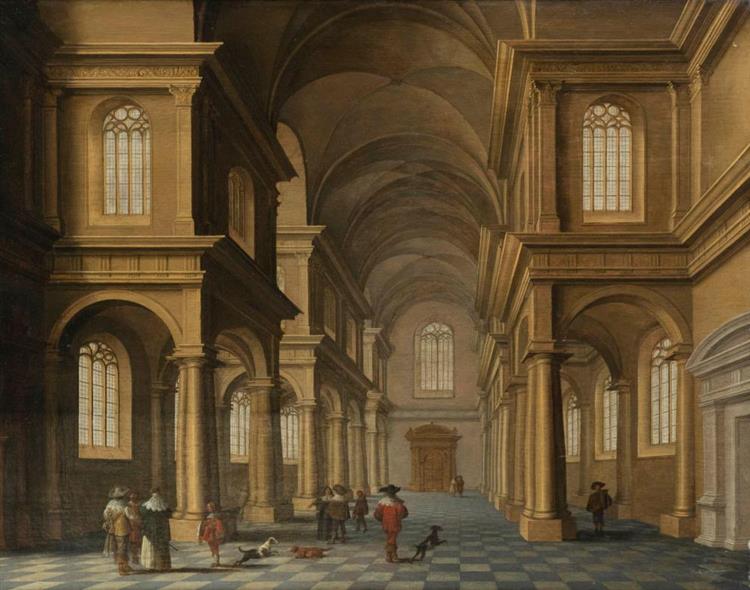 A church interior with various elegant figures - Anthonie Palamedesz.