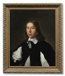 Portrait of a gentleman, half-length, in black and white costume - Anthonie Palamedesz.