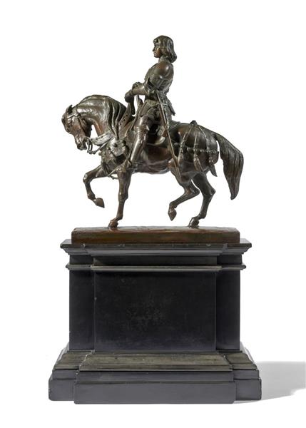 Cavalier du XVe siècle Bronze à patine brune - Antoine-Louis Barye