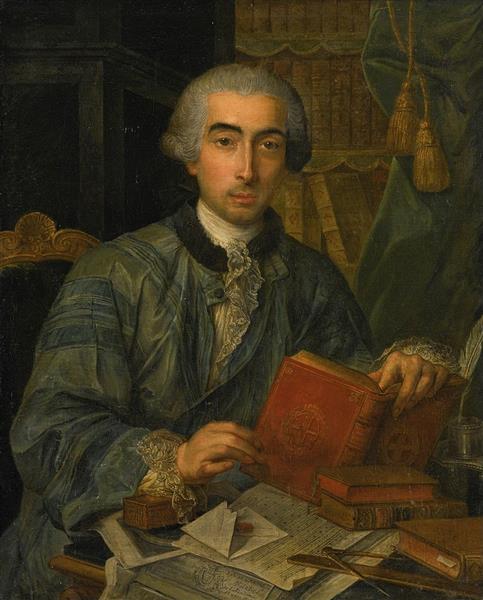 Portrait of a Gentleman Seated at a Desk with Books, Papers and Music - Claude Arnulphy