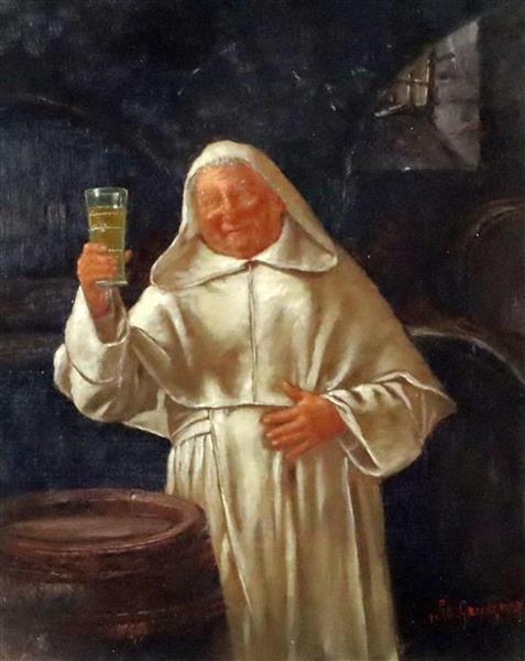 Monk in a wine cellar - Edward Von Grutzner