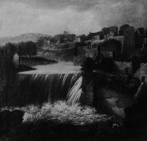 Italianate Landscape with Town and Waterfall - Jan Wyck