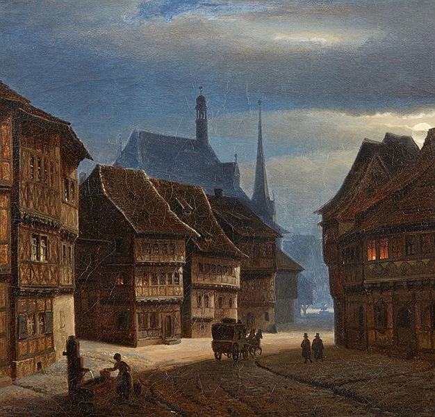 Wernigerode Marketplace by Night - Georg Heinrich Crola