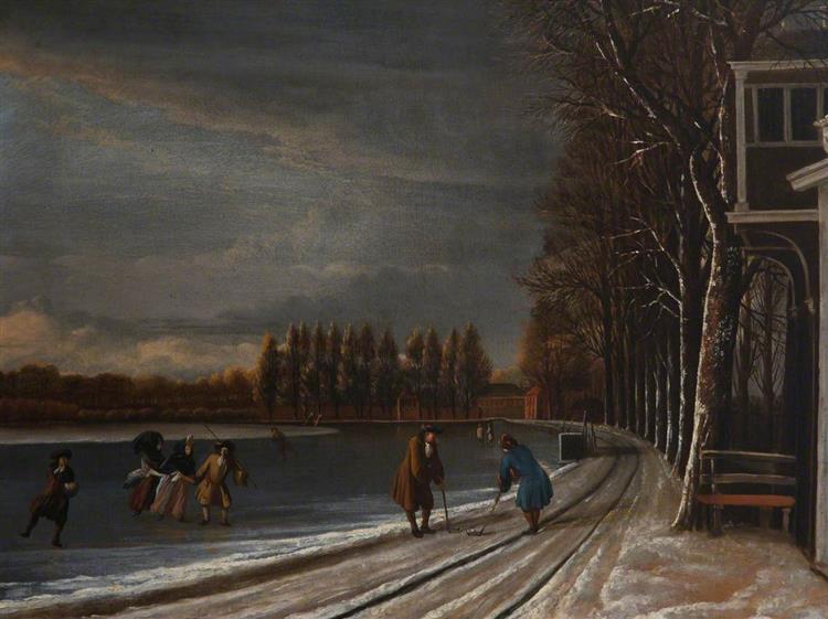 Winter Landscape with Men Playing Kolf - Gerrit Berckheyde