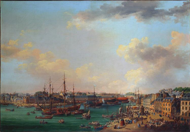 The Outer Harbor of Brest, Brittany - Henri Joseph van Blarenberghe